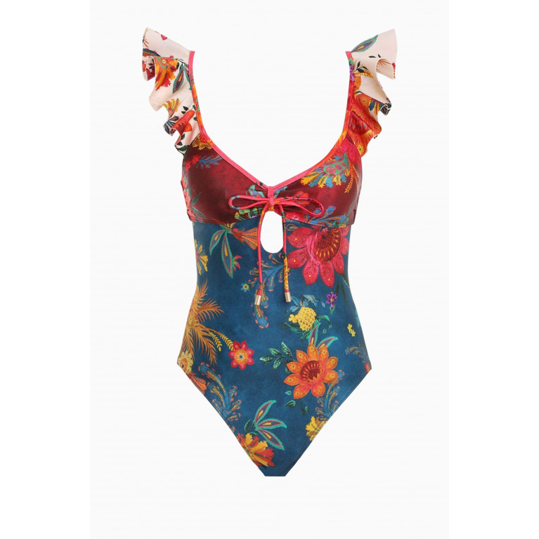 Zimmermann - Ginger Frill Shoulder One-piece Swimsuit in Lycra