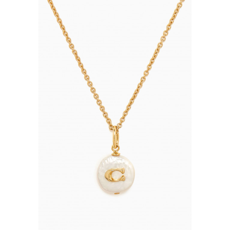 Coach - Signature Coin Pearl Necklace in Metal