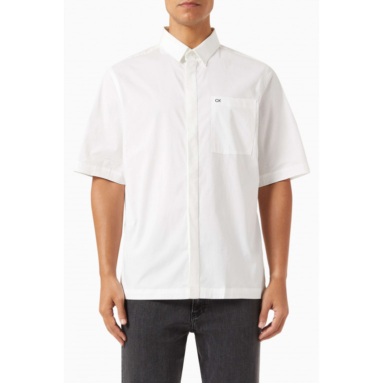 Calvin Klein - Short-sleeve Shirt in Stretch Poplin White