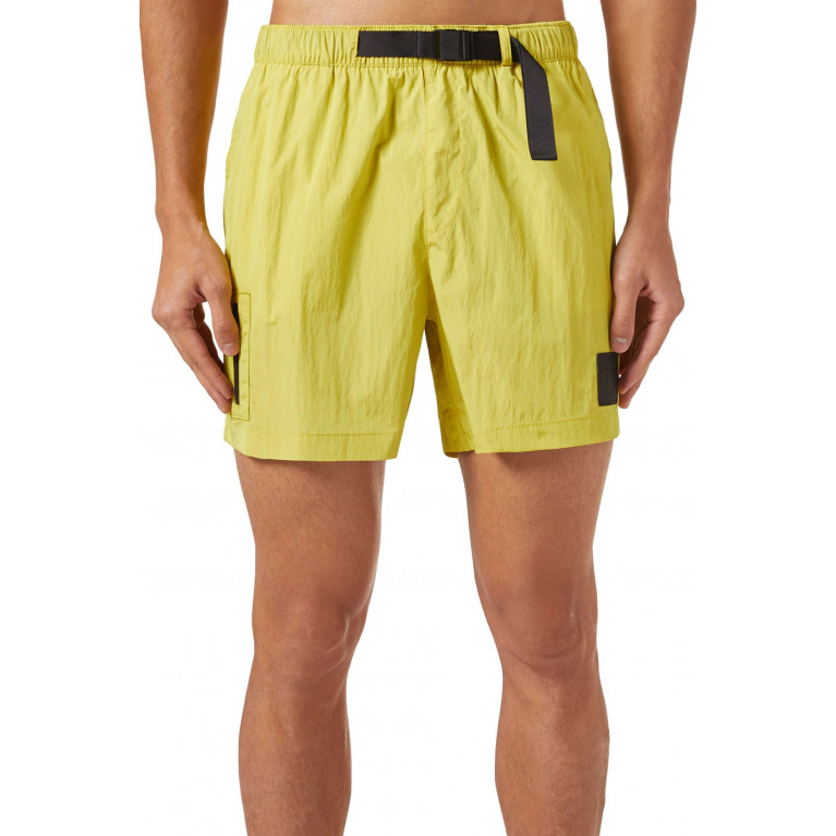 Calvin Klein - Webbing Belt Swim Shorts in Recycled Nylon Blend Yellow