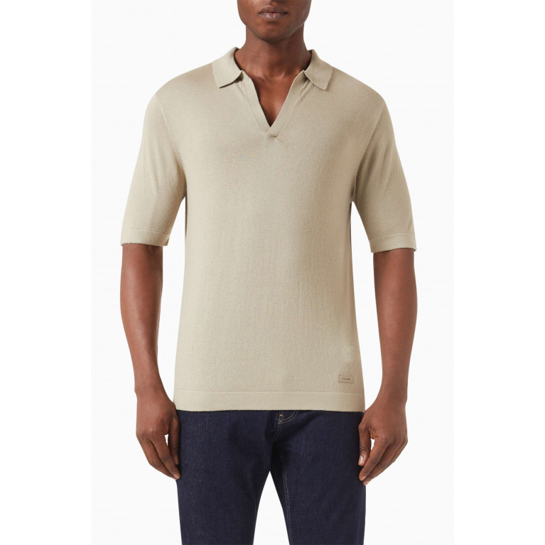 Calvin Klein - Comfort Polo Shirt in Cotton Silk Neutral