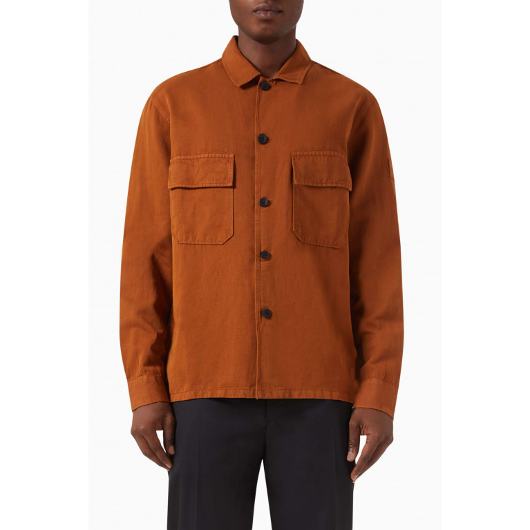 Calvin Klein - Overshirt in Cotton-linen Tencel Blend Brown