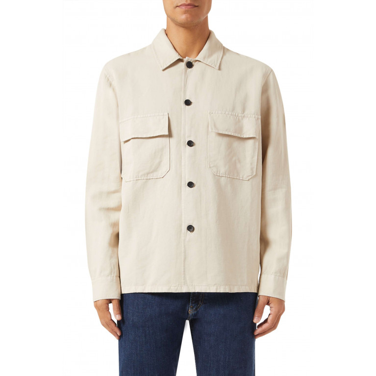 Calvin Klein - Overshirt in Cotton-linen Blend Neutral