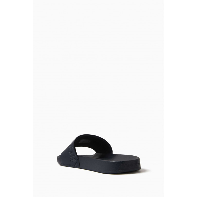 Calvin Klein - Graphic Logo Slides in Faux-leather Blue