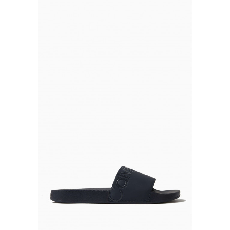 Calvin Klein - Graphic Logo Slides in Faux-leather Blue
