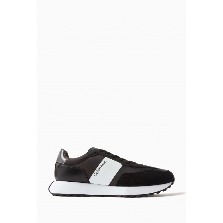 Calvin Klein - Skived Runner Sneakers in Leather and Nylon Black