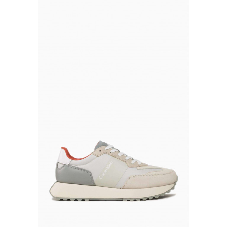 Calvin Klein - Skived Runner Sneakers in Leather and Nylon Neutral