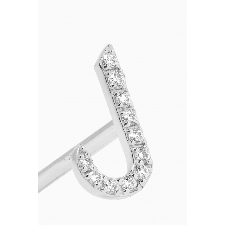 Fergus James - Arabic Letter ل: Diamond Single Stud Earring in 18kt White Gold