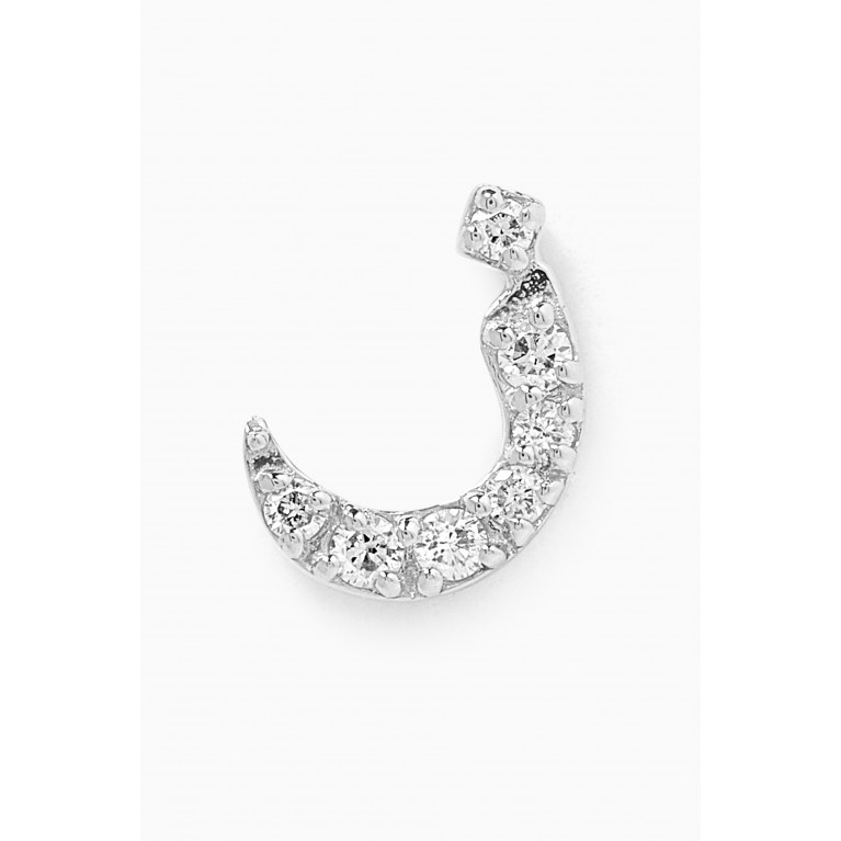 Fergus James - ز Arabic Letter Diamond Single Stud Earring in 18kt White Gold