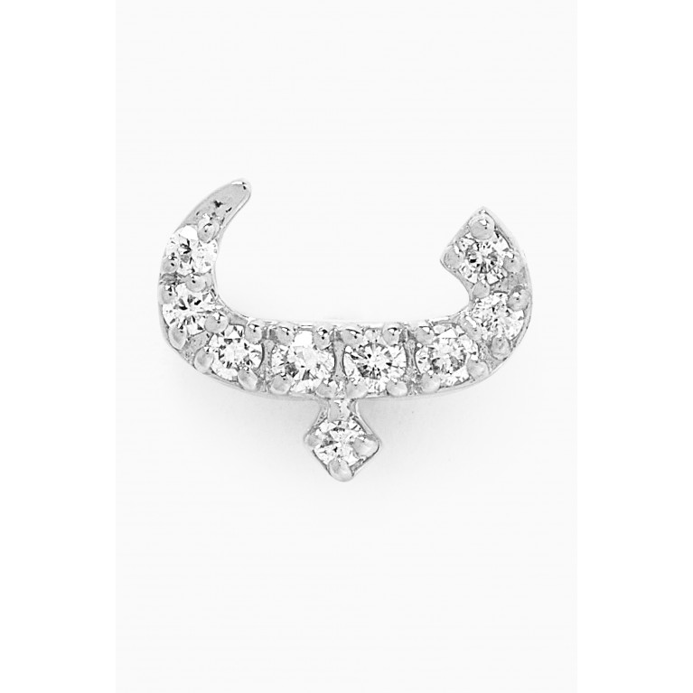 Fergus James - ب Arabic Letter Diamond Single Stud Earring in 18kt White Gold