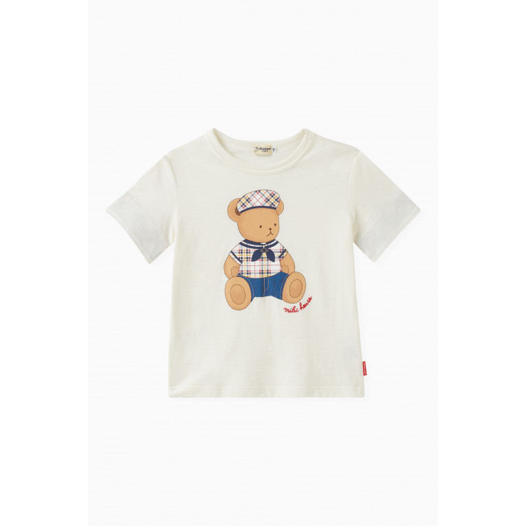 Miki House - Captain Bear T-shirt in Cotton White