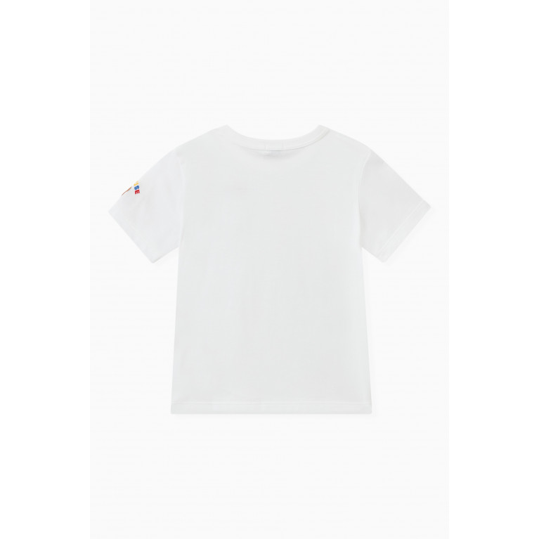 Miki House - Bear Print T-shirt in Cotton White