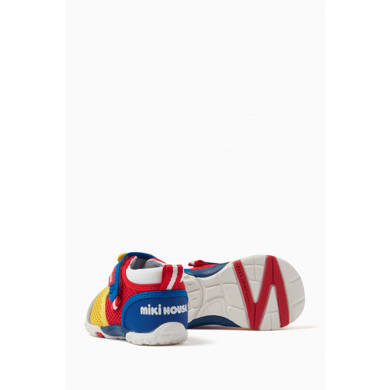 Miki House - Bear Velcro Sneakers in Mesh Multicolour