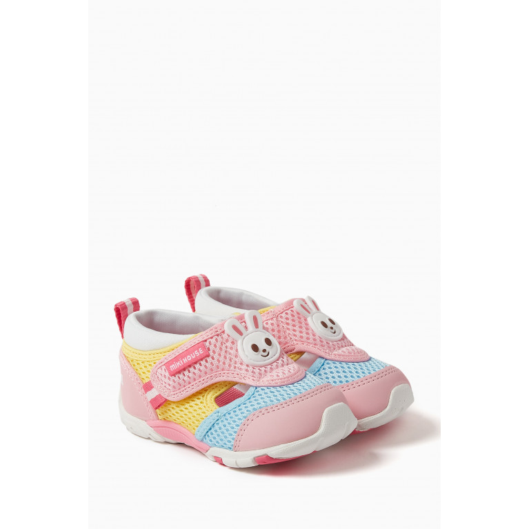 Miki House - Bear Velcro Sneakers in Mesh Pink
