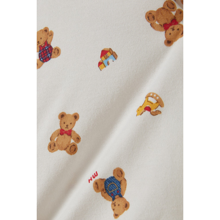 Miki House - Bear Print Romper in Cotton Blend