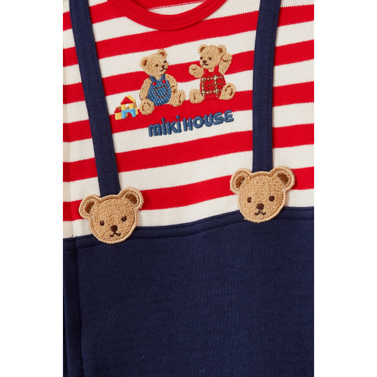 Miki House - Bear Dungaree Romper in Cotton