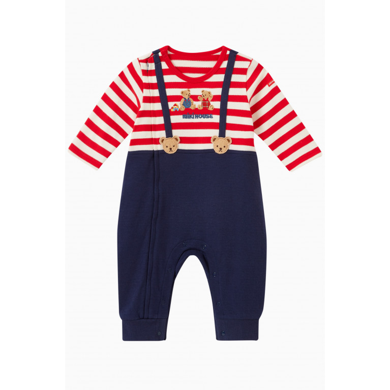 Miki House - Bear Dungaree Romper in Cotton