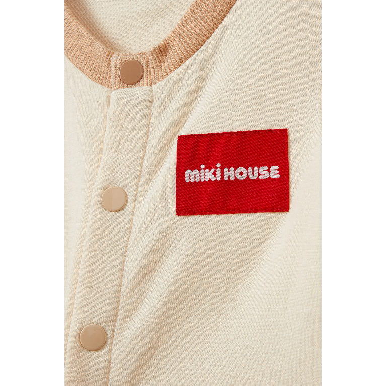 Miki House - Logo Pyjama Romper in Cotton Neutral
