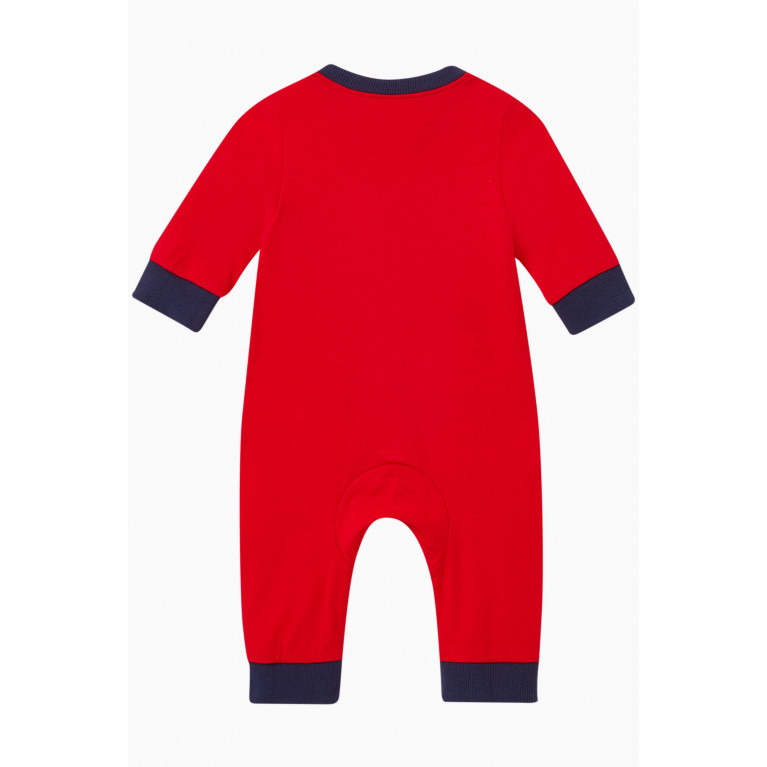 Miki House - Logo Pyjama Romper in Cotton Red