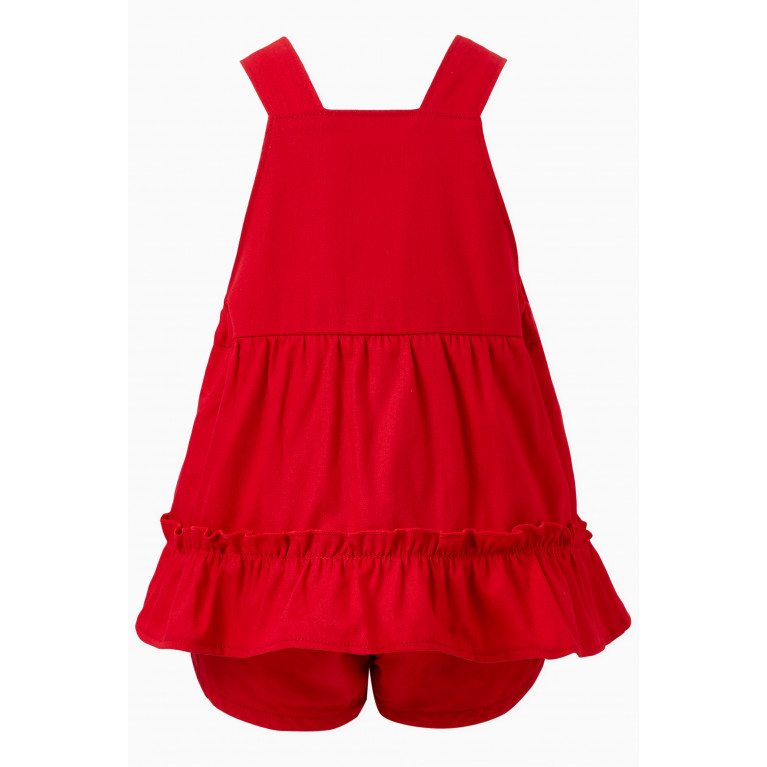 Miki House - Little Twirly Romper Dress in Cotton Red