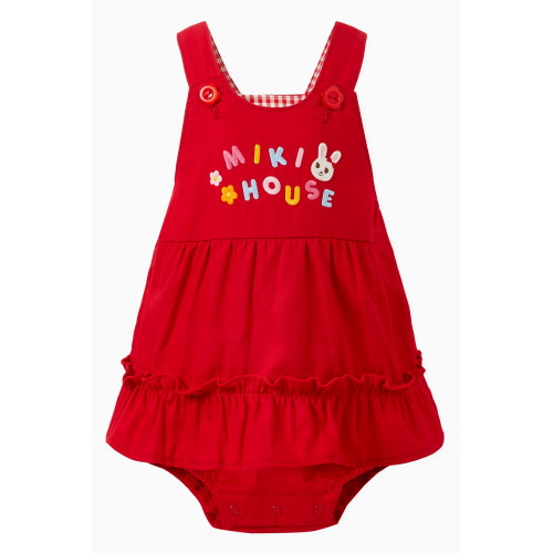 Miki House - Little Twirly Romper Dress in Cotton Red
