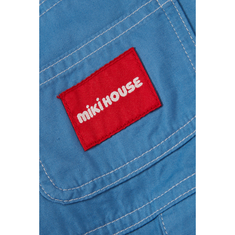 Miki House - Logo Dungarees in Denim Blue
