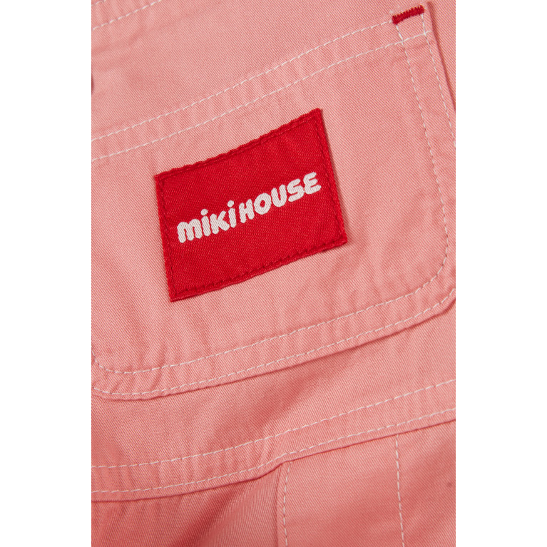 Miki House - Logo Dungarees in Denim Pink