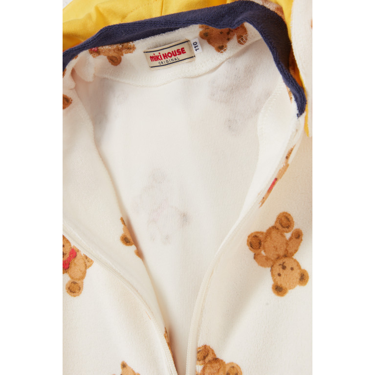Miki House - Teddy Bear Hoodie in Pile Fabric