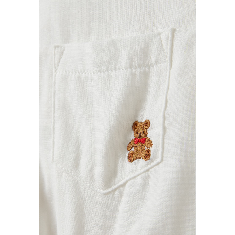 Miki House - Embroidered Bear Shirt in Cotton