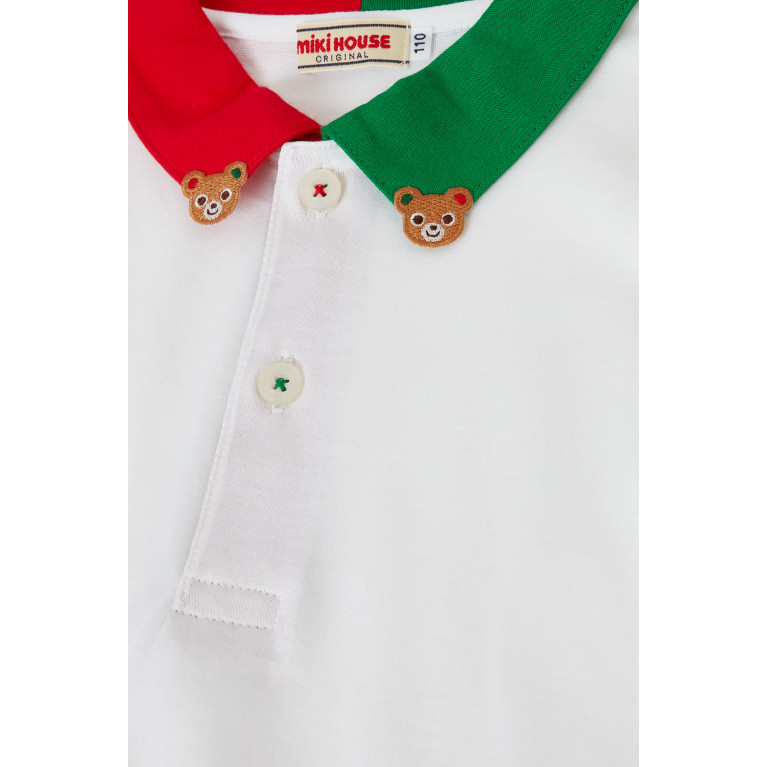 Miki House - Contrast Collar Polo in Cotton