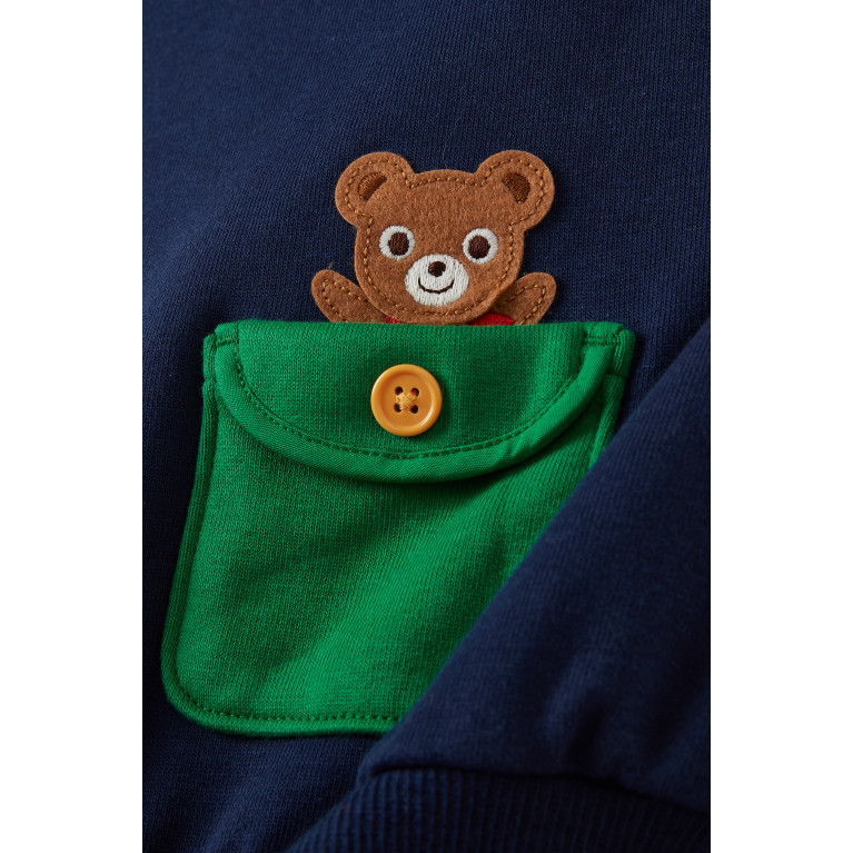 Miki House - Pucci Bear Hooded Vest in Micro Fleece Pile Blue