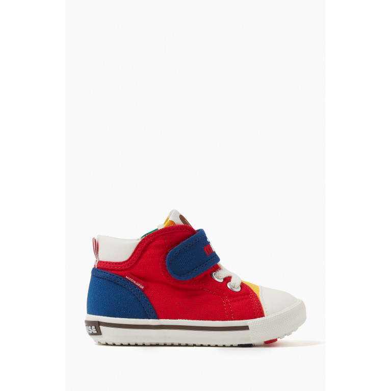 Miki House - Logo Velcro & Lace Sneakers in Canvas Multicolour