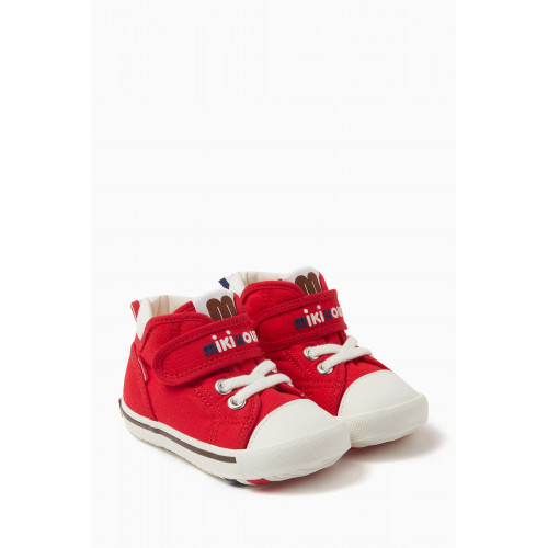 Miki House - Logo Velcro & Lace Sneakers in Canvas Red