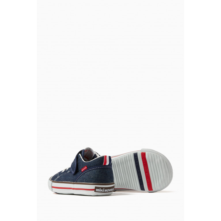 Miki House - Logo Velcro & Lace Sneakers in Denim Blue