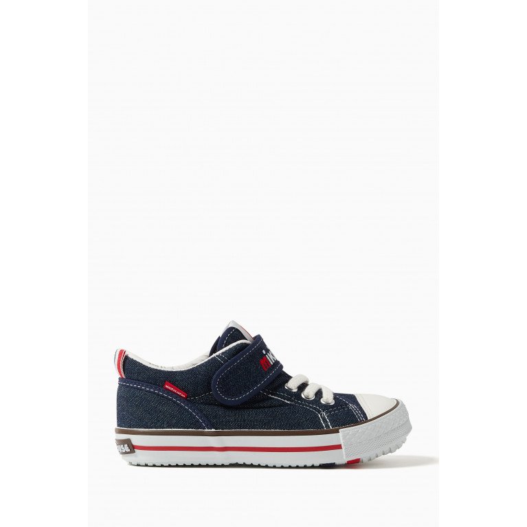 Miki House - Logo Velcro & Lace Sneakers in Denim Blue
