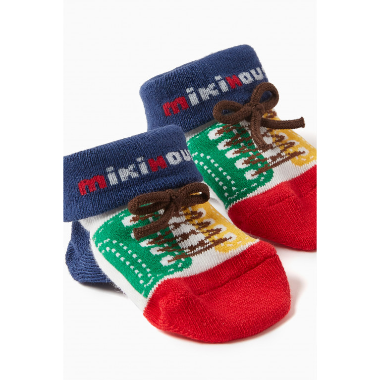 Miki House - Colour-block Sock Shoes in Cotton