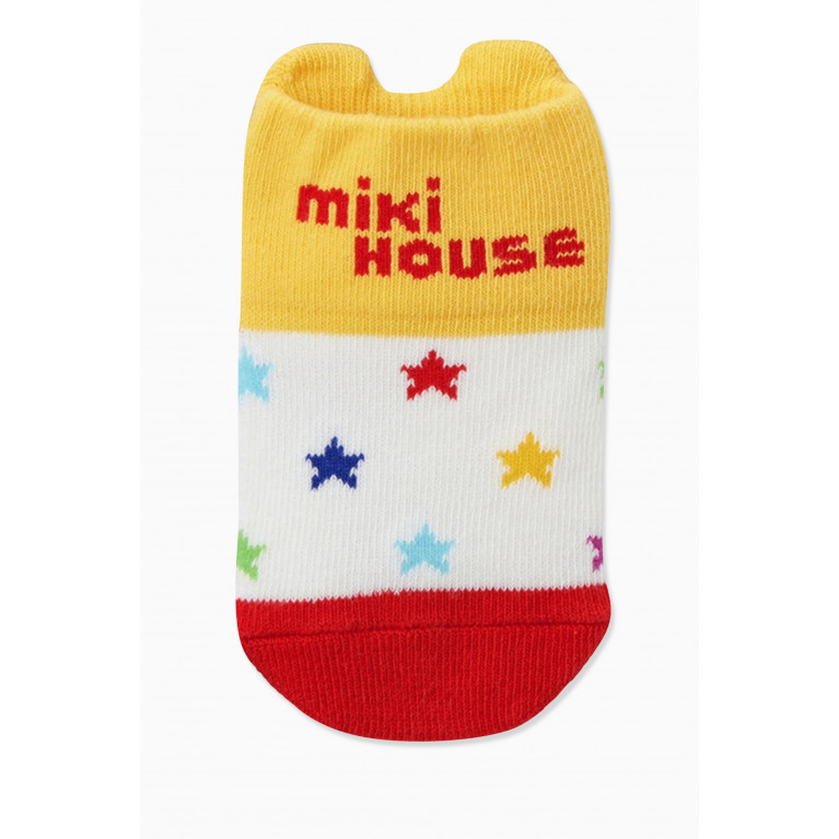 Miki House - Cartoon & Stars-print Socks in Cotton Yellow