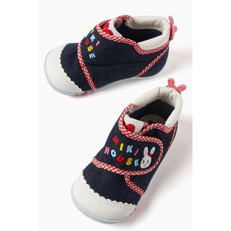 Miki House - Bunny First Walker Shoes in Denim
