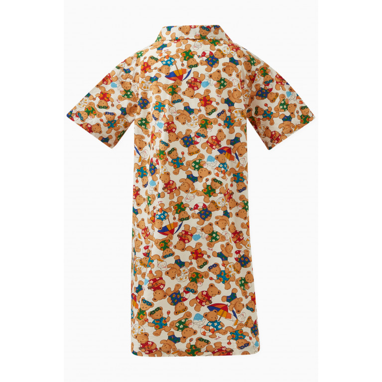 Miki House - Bear-print Dress in Cotton-blend