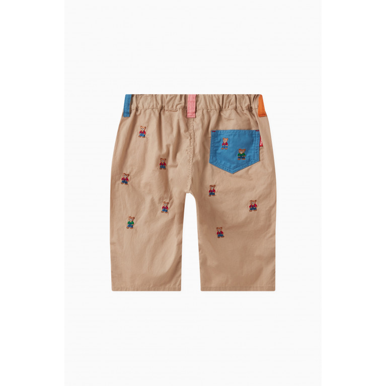 Miki House - Bear-embroidered Shorts in Cotton