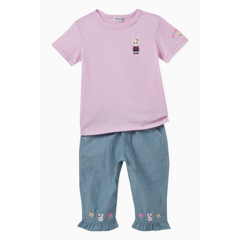 Miki House - Bunny Frill Cuff Capris in Cotton Blue