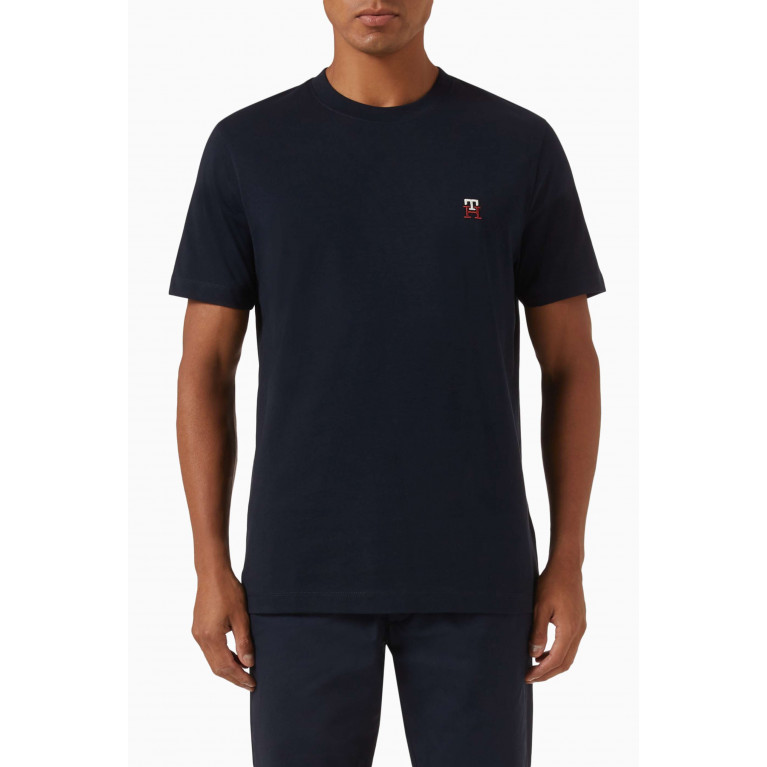 Tommy Hilfiger - Logo T-shirt in Cotton Jersey Blue