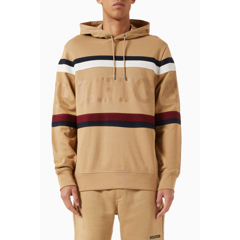 Tommy Hilfiger - Global Stripe Monotype Logo Hoodie in Cotton French Terry