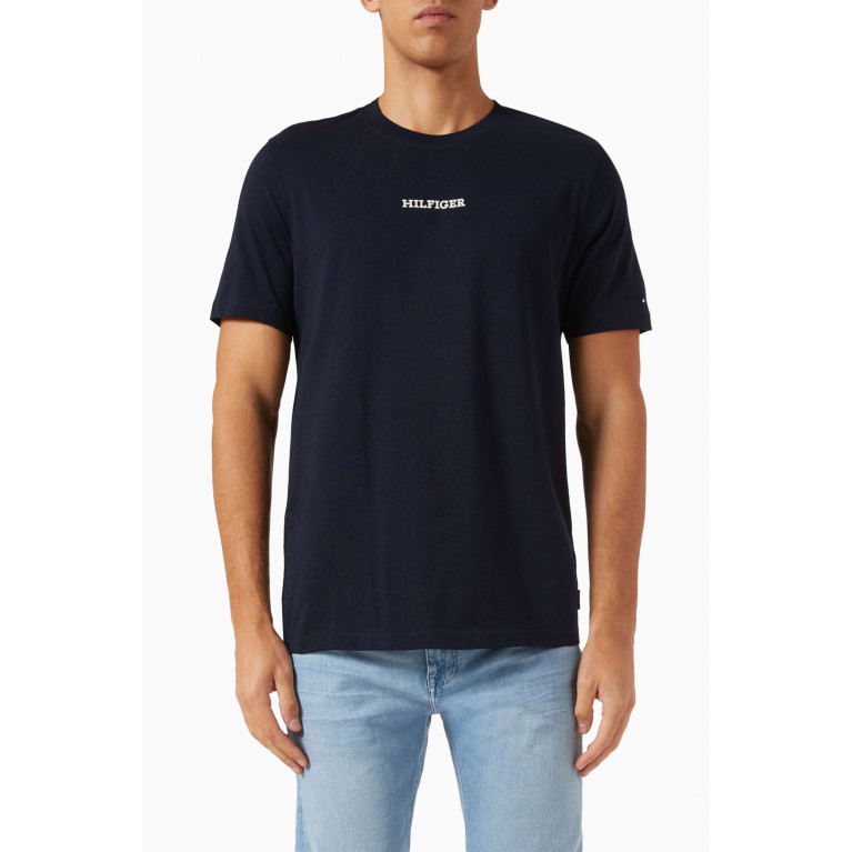 Tommy Hilfiger - Monotype Logo T-Shirt in Cotton Jersey Blue