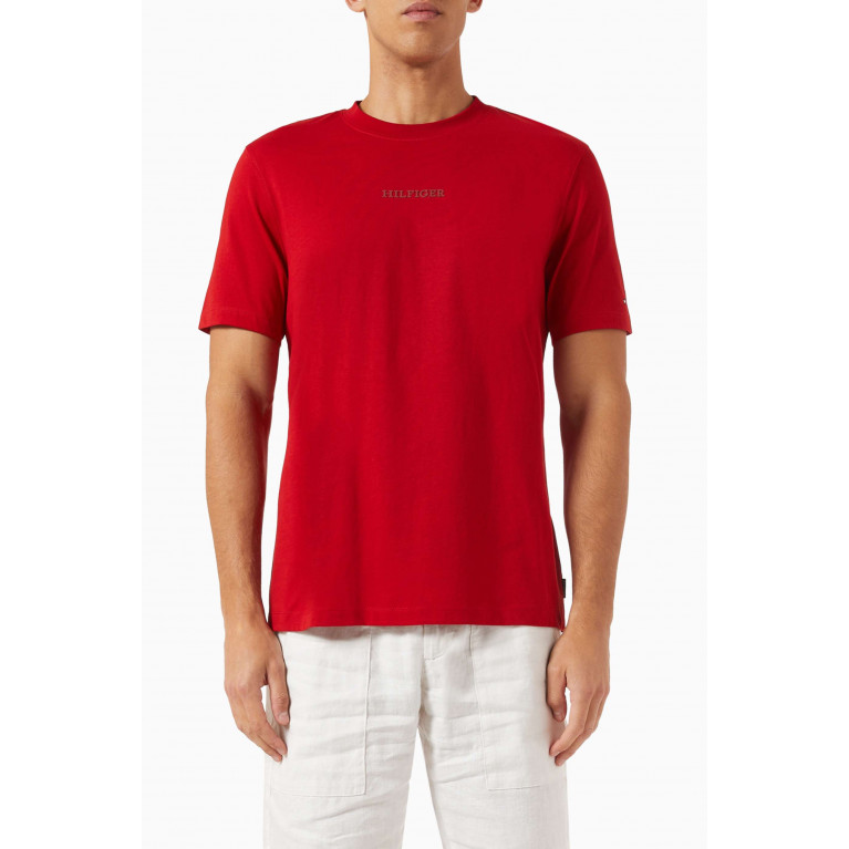 Tommy Hilfiger - Monotype Logo T-shirt in Cotton Jersey Red