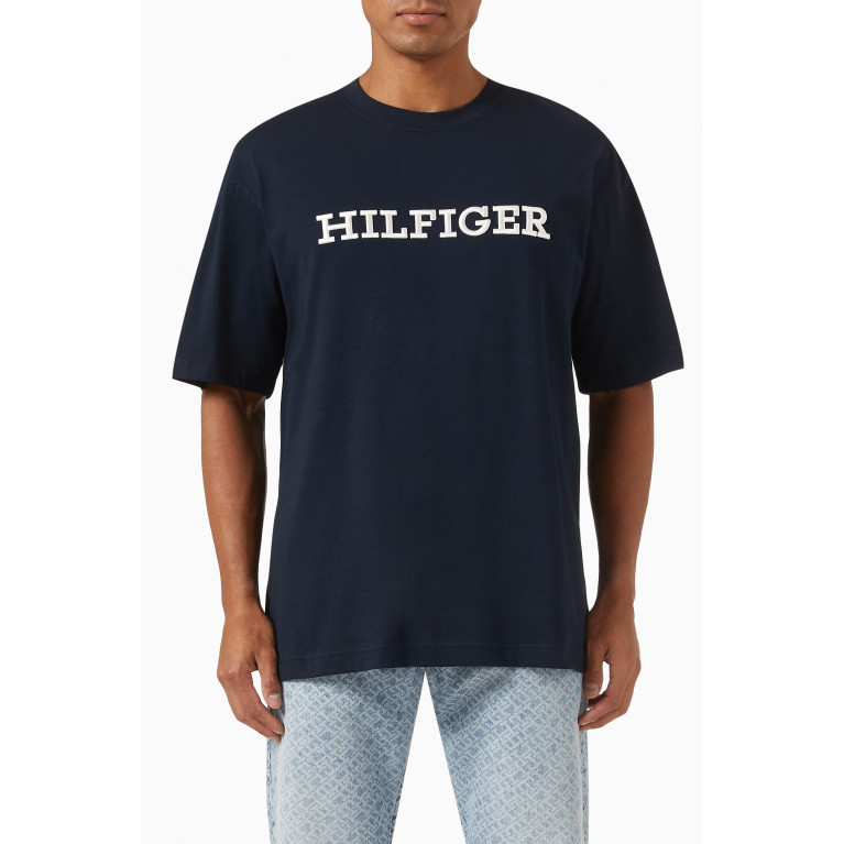 Tommy Hilfiger - Monotype Logo T-shirt in Cotton Jersey Blue