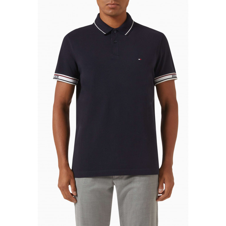 Tommy Hilfiger - Knitted Logo Tape Polo Shirt in Cotton Piqué