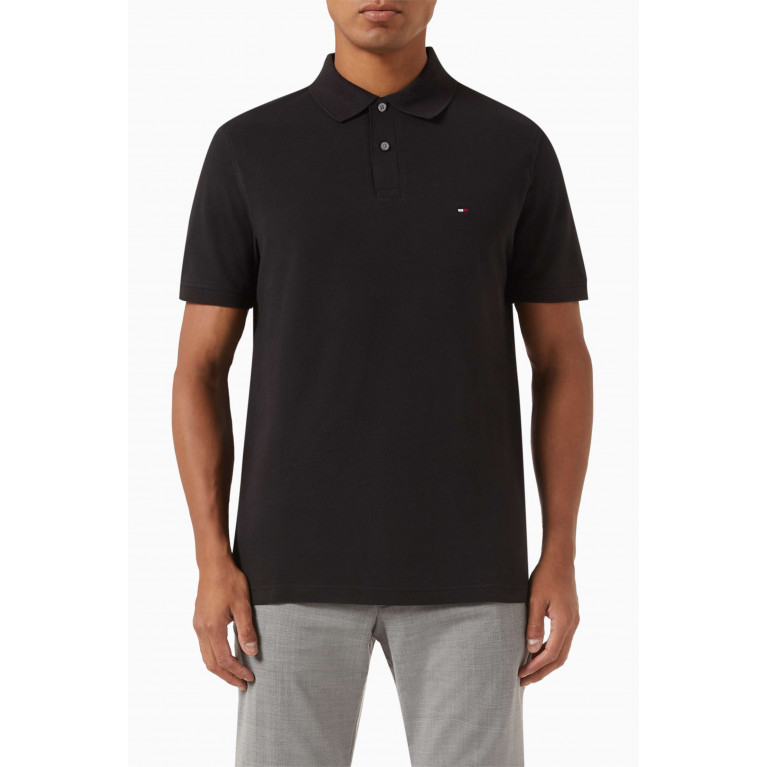 Tommy Hilfiger - Logo Polo in Cotton Pique Black