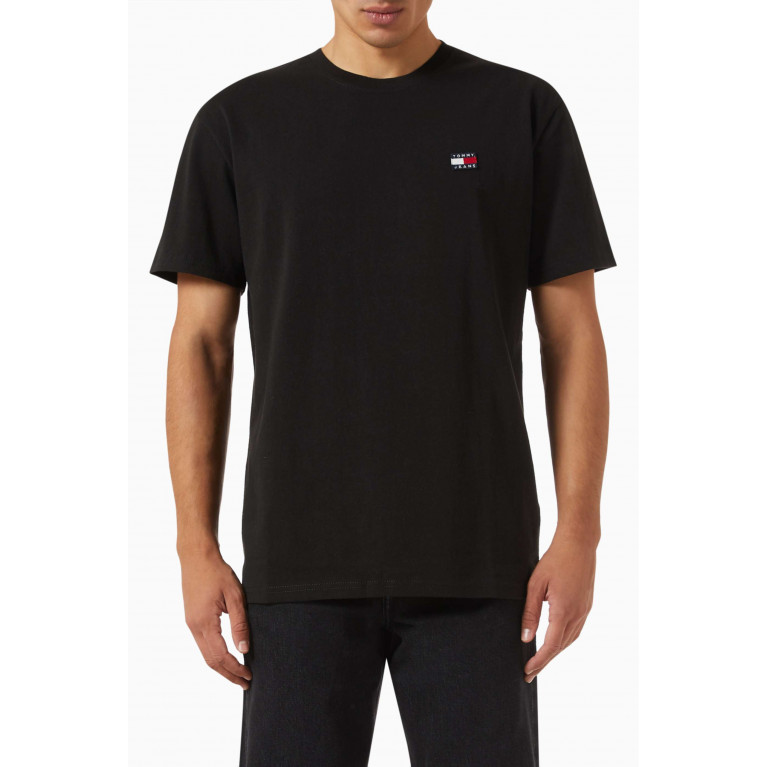 Tommy Jeans - Logo Badge T-shirt in Cotton Jersey Black