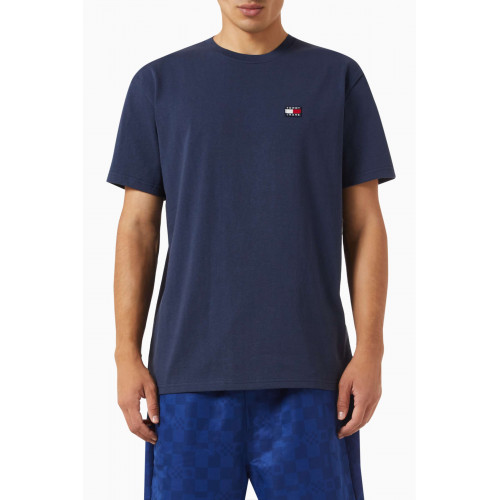 Tommy Jeans - Logo Badge T-shirt in Cotton Jersey Blue